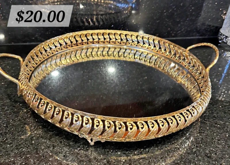 Vintage Gold Filigree Tray