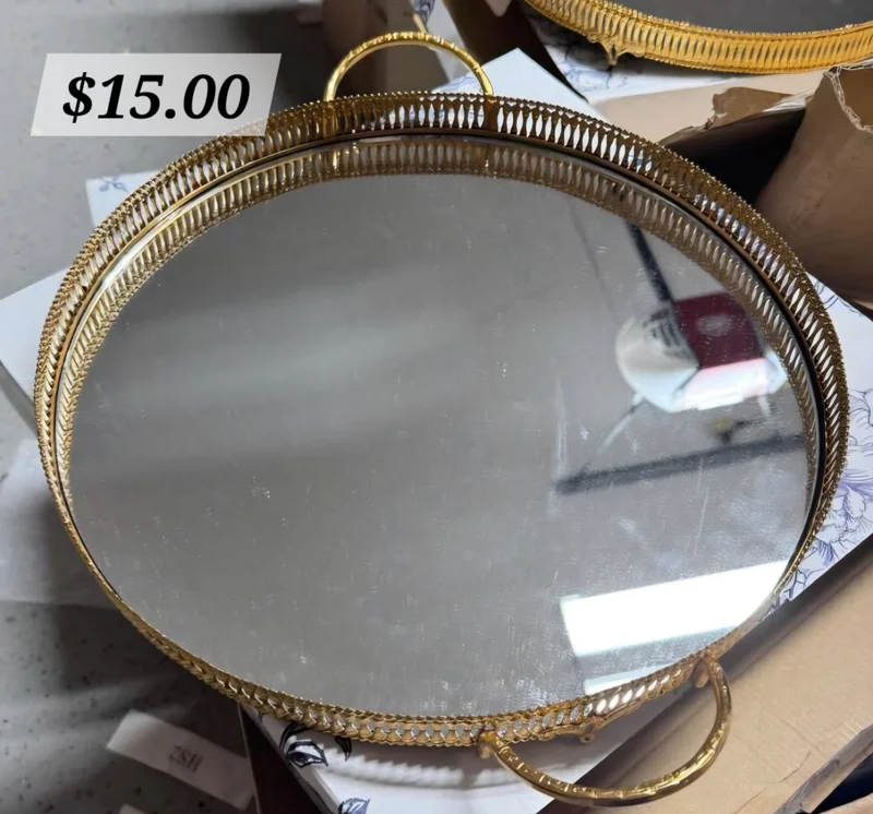 Round Gold Mirrored Tray