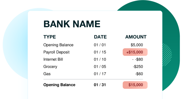 How to identify bank statements for rental applications with an example.