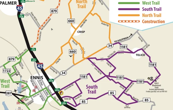 2026 Ennis Bluebonnet Trails Map