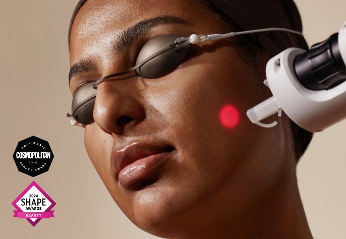 woman with goggles getting signature laser facial