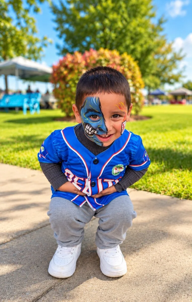 Colorful superhero face paint