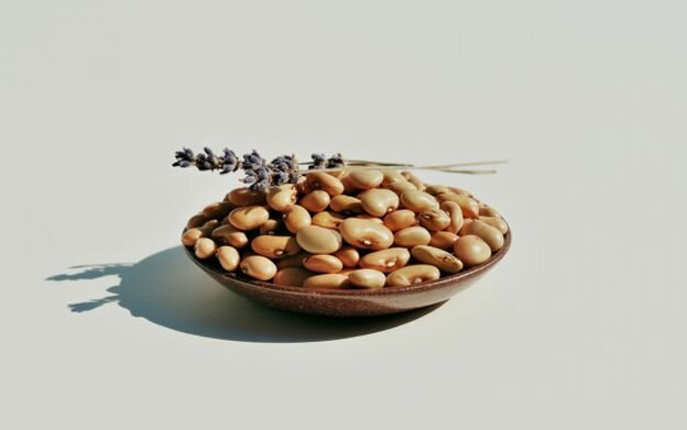 Bowl of lupini beans, a fiber-rich, high-protein plant-based snack under 100 calories ideal for clean eating