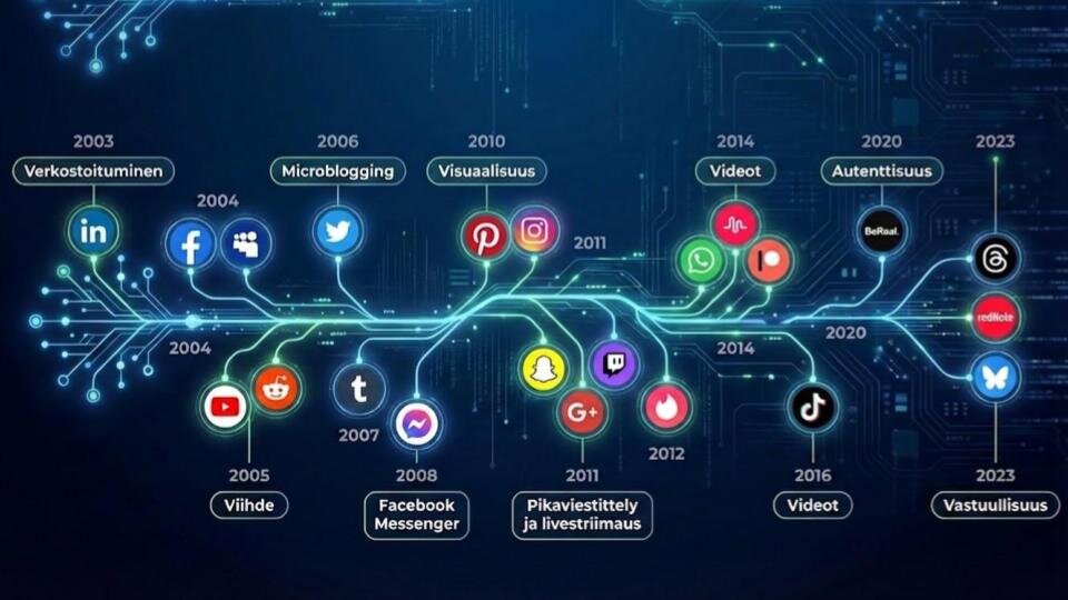 sosiaalisen median verkostot 2003-2023