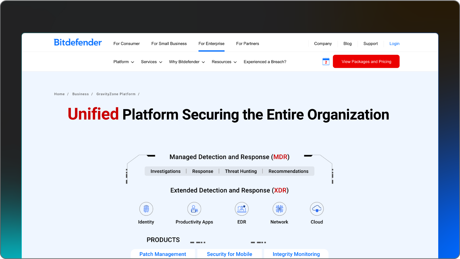 A screenshot of endpoint security software from Bitdefender.