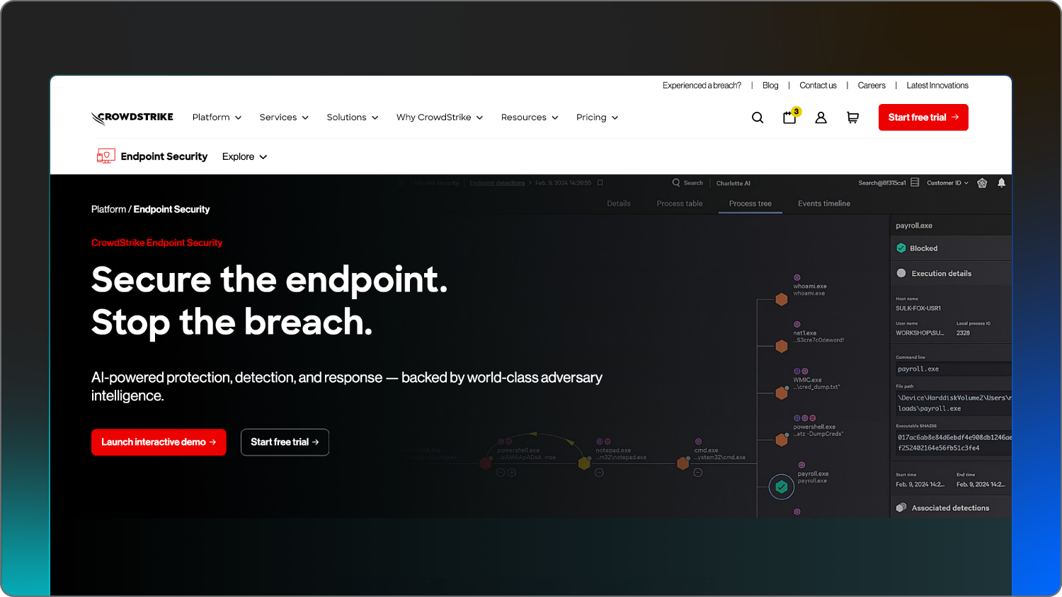 A screenshot of endpoint security software from CrowdStrike.