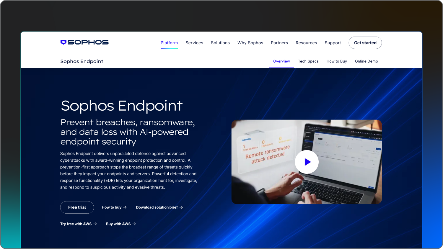 A screenshot of endpoint security software from Sophos.