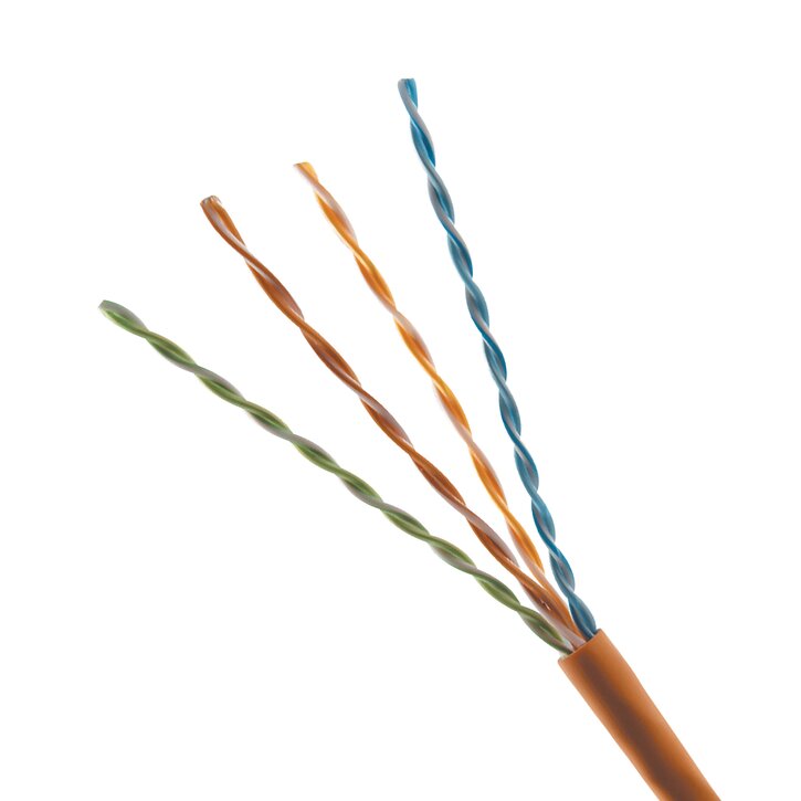 category 6 unshielded cable with an orange cable jacket
