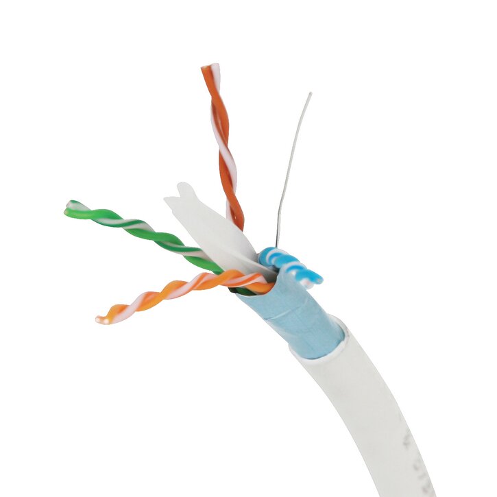 category 6+ shielded cable with a white white jacket