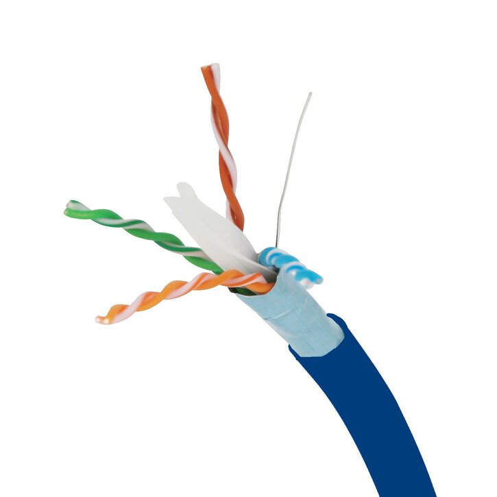 Category 6A shielded cable with a white cable jacket