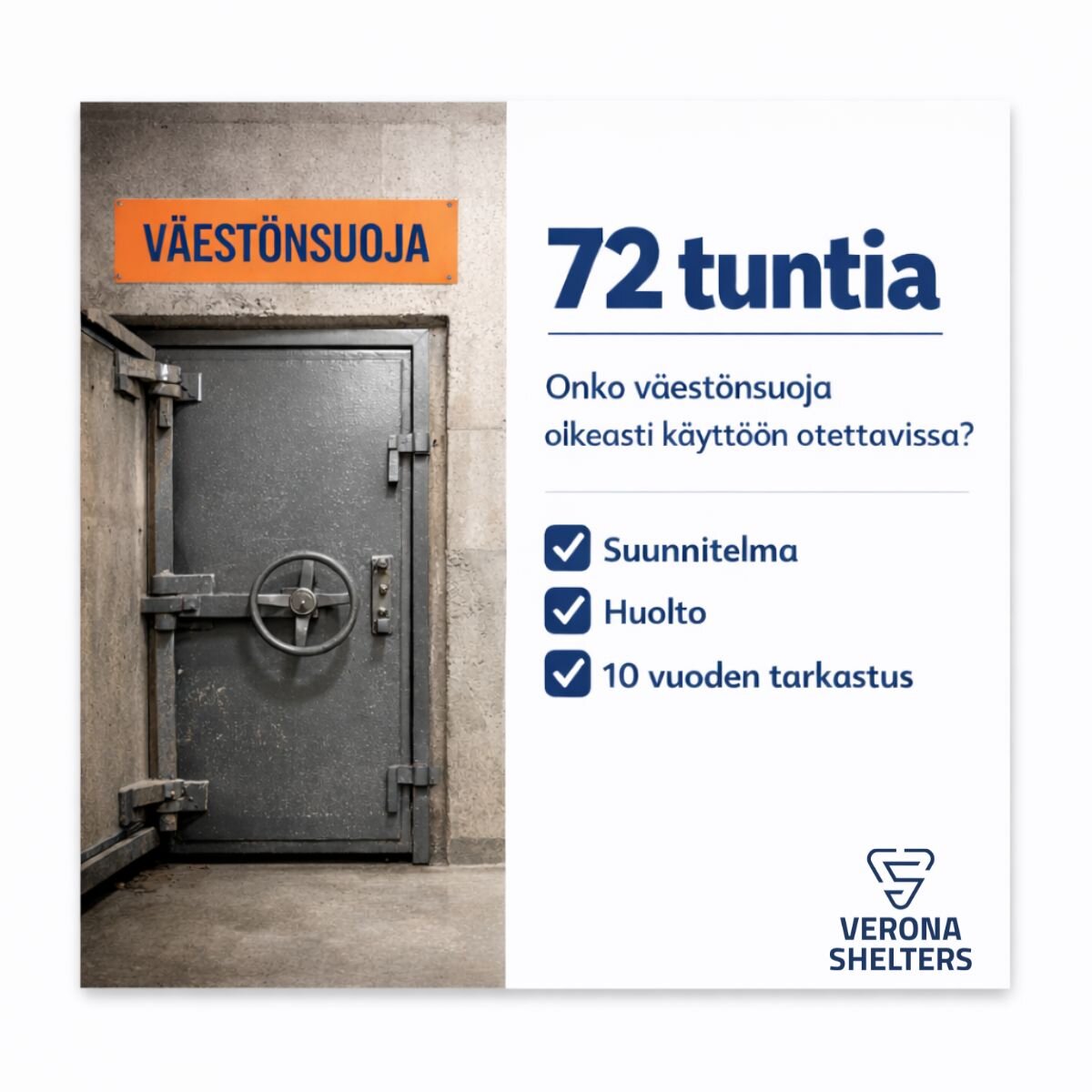 Väestönsuojan käyttöönoton tarkistus: 72 tuntia, suunnitelma, huolto ja 10 vuoden tarkastus