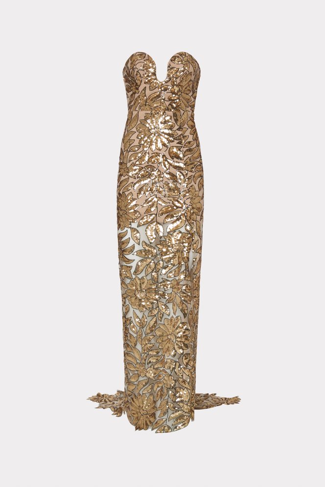 Shop the Roslynn Floral Garden Sequin Gown from MILLY's Wedding Guest Dress Shop