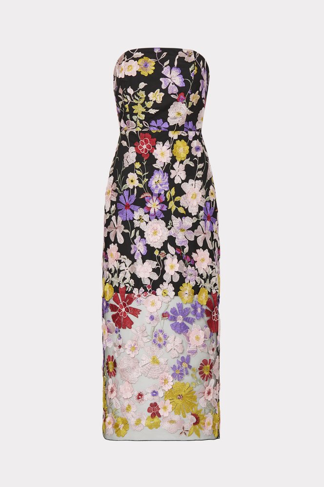 Shop the Multi Floral Embroidery Dress from MILLY's Wedding Guest Dress Shop