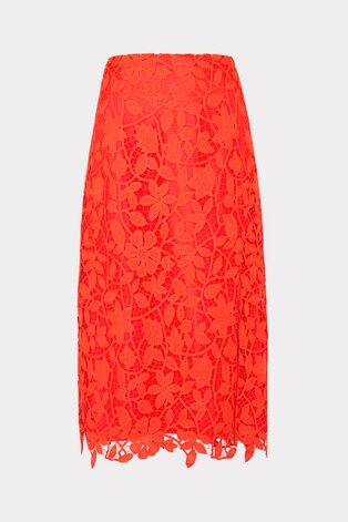 Orange lace midi skirt