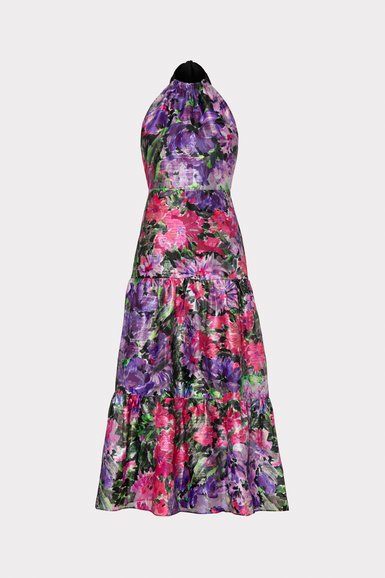 Halter neck midi dress with multi color florals
