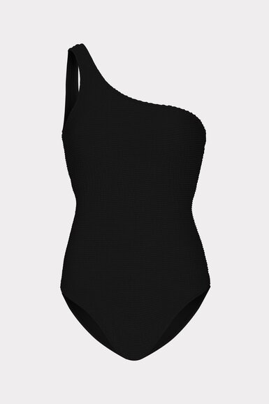 Black one shoulder one-piece swimsuit 