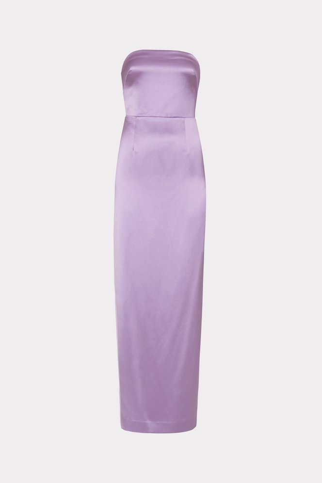 Shop the Riva Hammered Satin Gown from MILLY's Wedding Guest Dress Shop