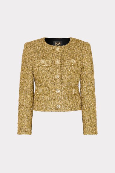 Gold metallic tweed jacket