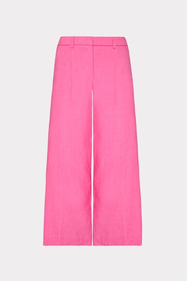 Pink linen cropped pants