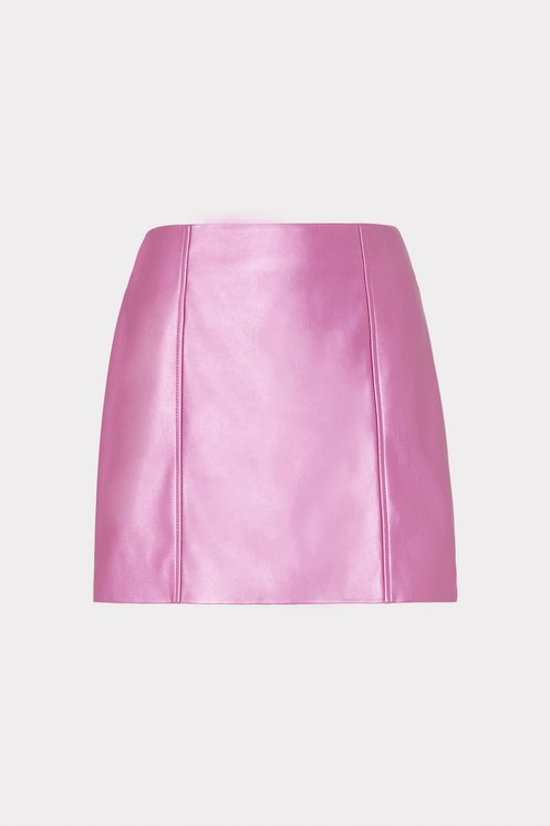 Shop the Oliviana Metallic Vegan Leather Skirt from MILLY