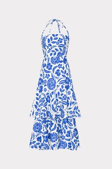 Blue and white floral MIDI DRESS