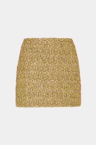 Gold metallic tweed mini skirt