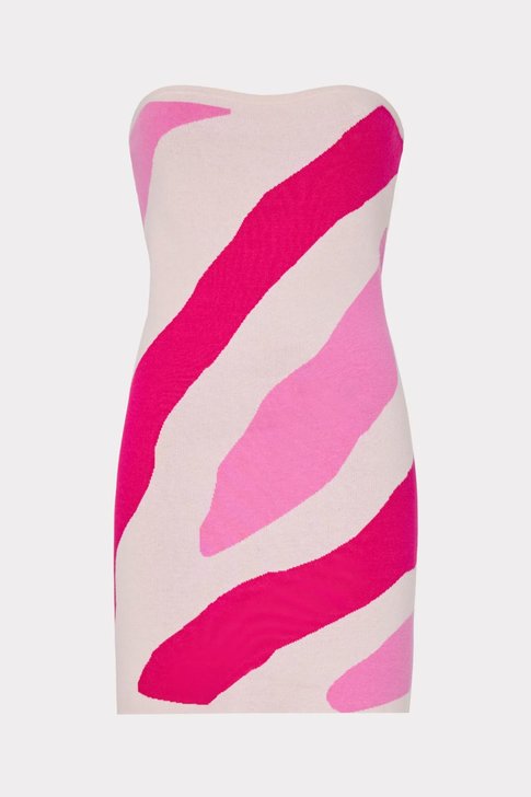Shop the Strapless Zebra Jacquard Mini Dress from MILLY's resort wear collection