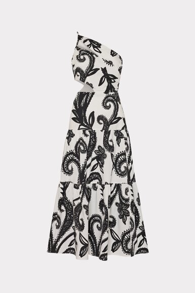 Black and white poplin midi dress