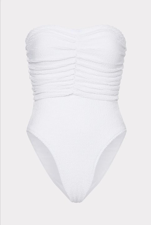Shop the Textured Ruched One Piece from MILLY's swimwear collection