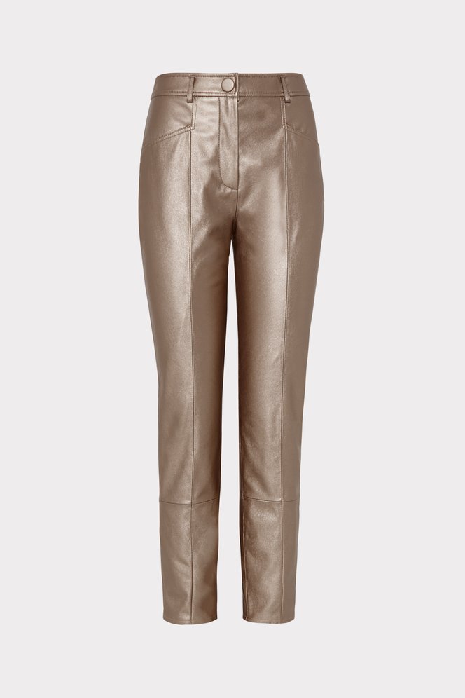 Shop the Rue Vegan Leather Pants in Silver from MILLY