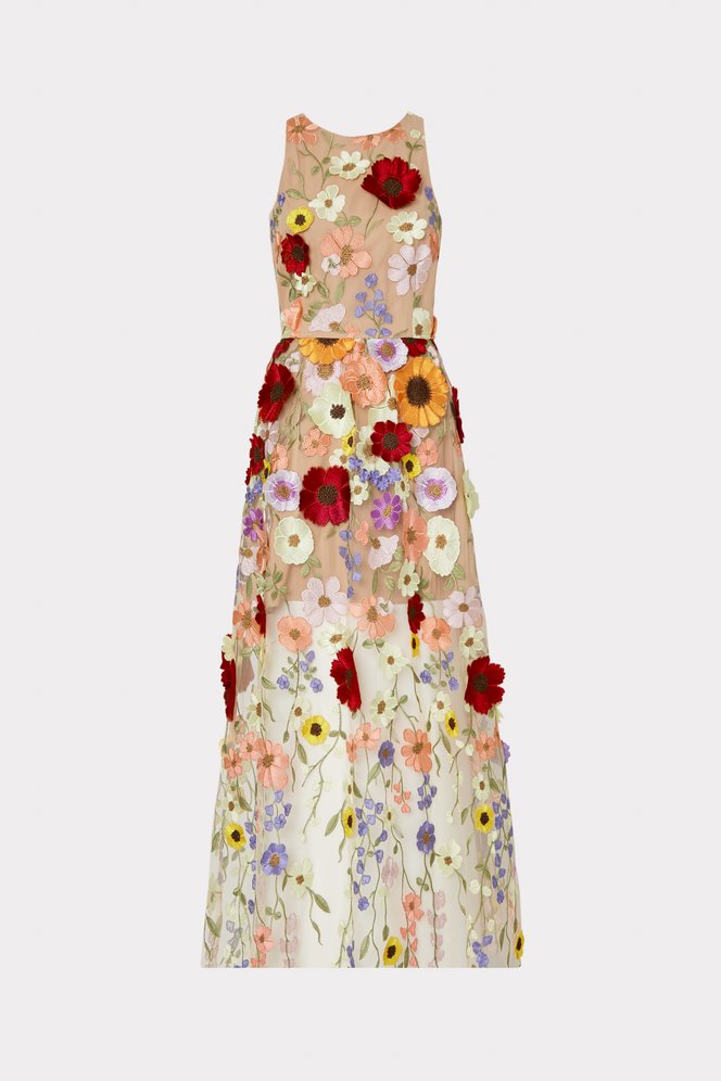 Shop the Hannah 3D Floral Embroidered Dress from MILLY's Wedding Guest Dress Shop