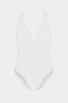WHITE PLUNGE SWIMSUIT