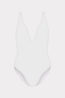 WHITE PLUNGE SWIMSUIT