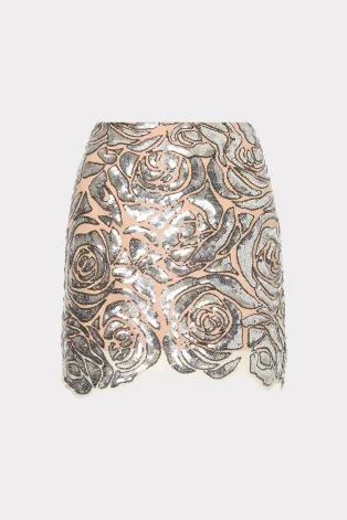 Floral sequin mini skirt