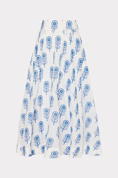 BLUE AND WHITE EMBROIDERED SKIRT
