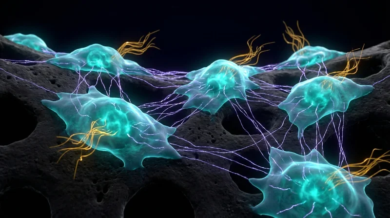 Extreme microscopic view of cellular interaction