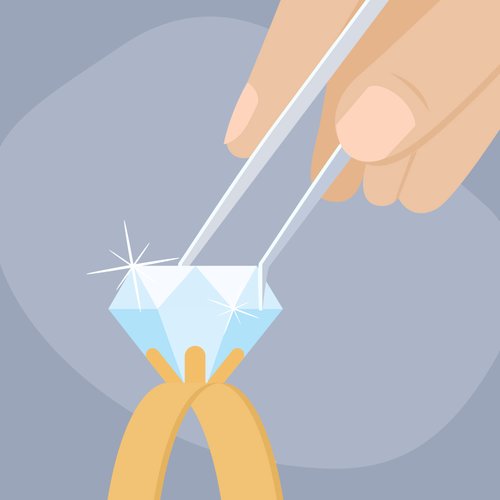 Illustration of a diamond being set in an engagement ring