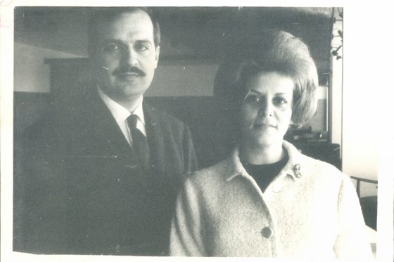 A black and forth photo of Joseph and Marie DAOU