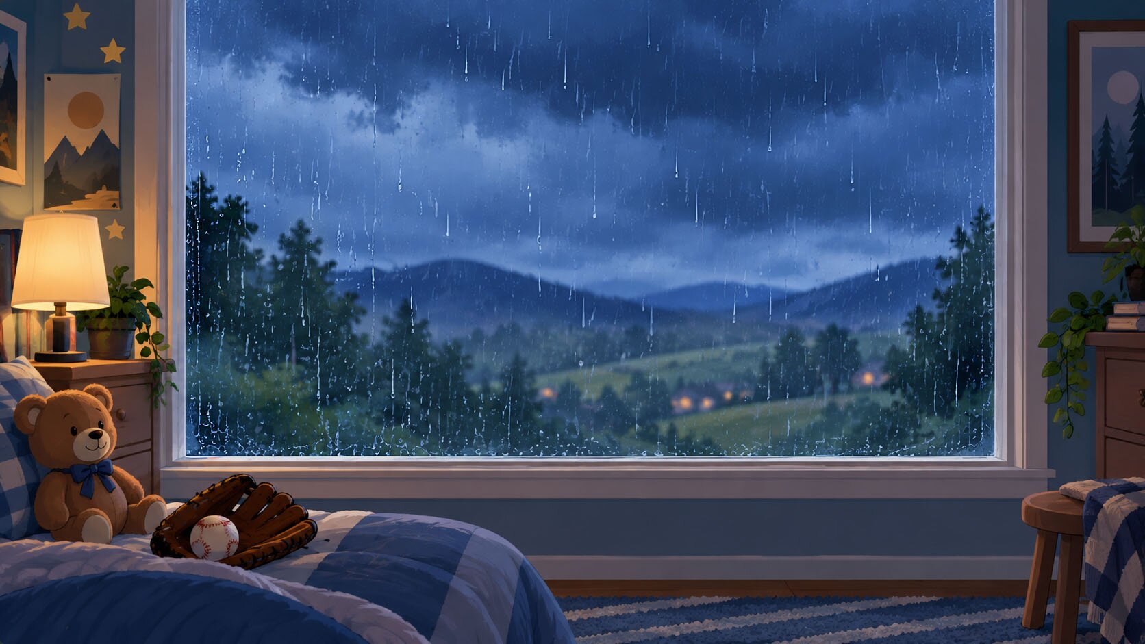 Rainy bedroom window