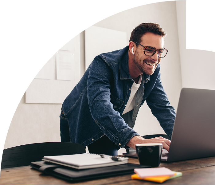 man on his computer
