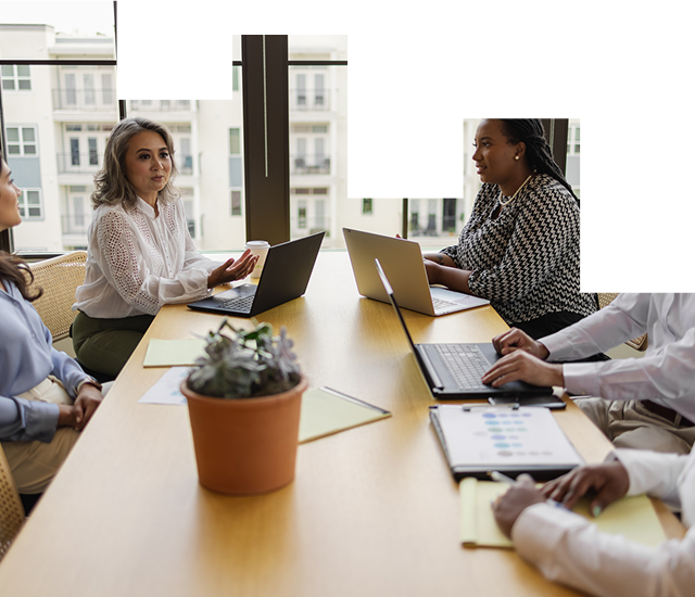 Professionals learning at computer screen