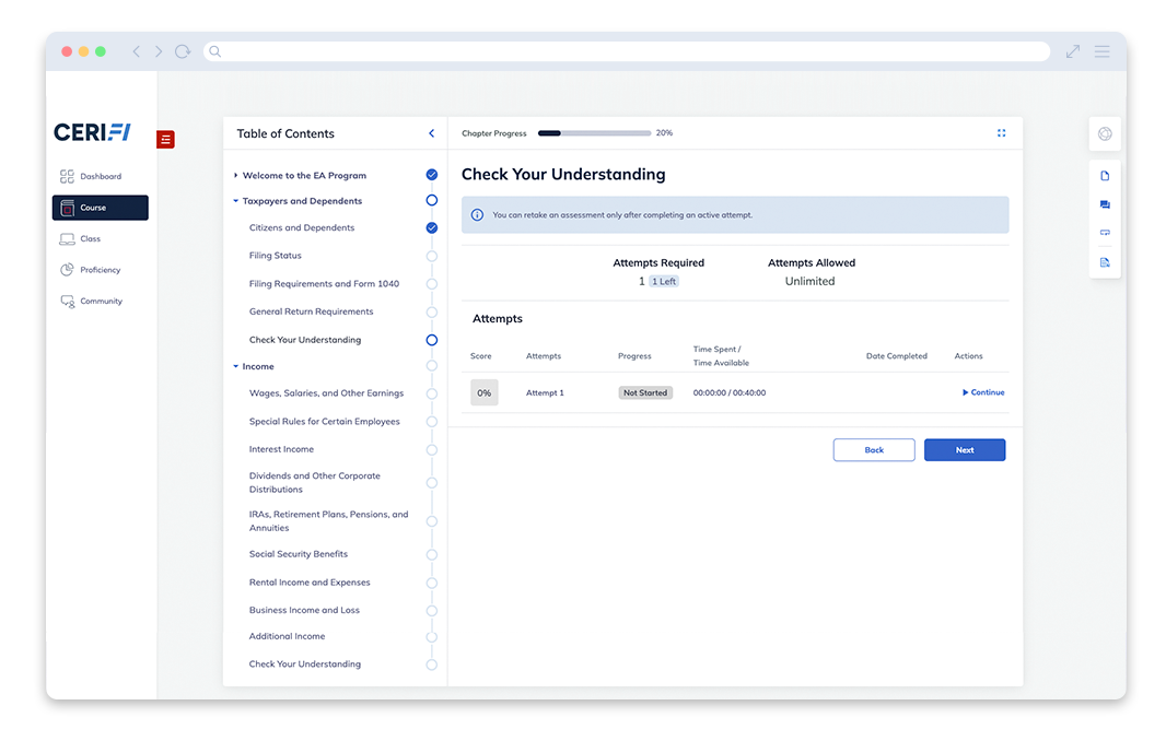 SEE Exam Prep Learning Management Interface