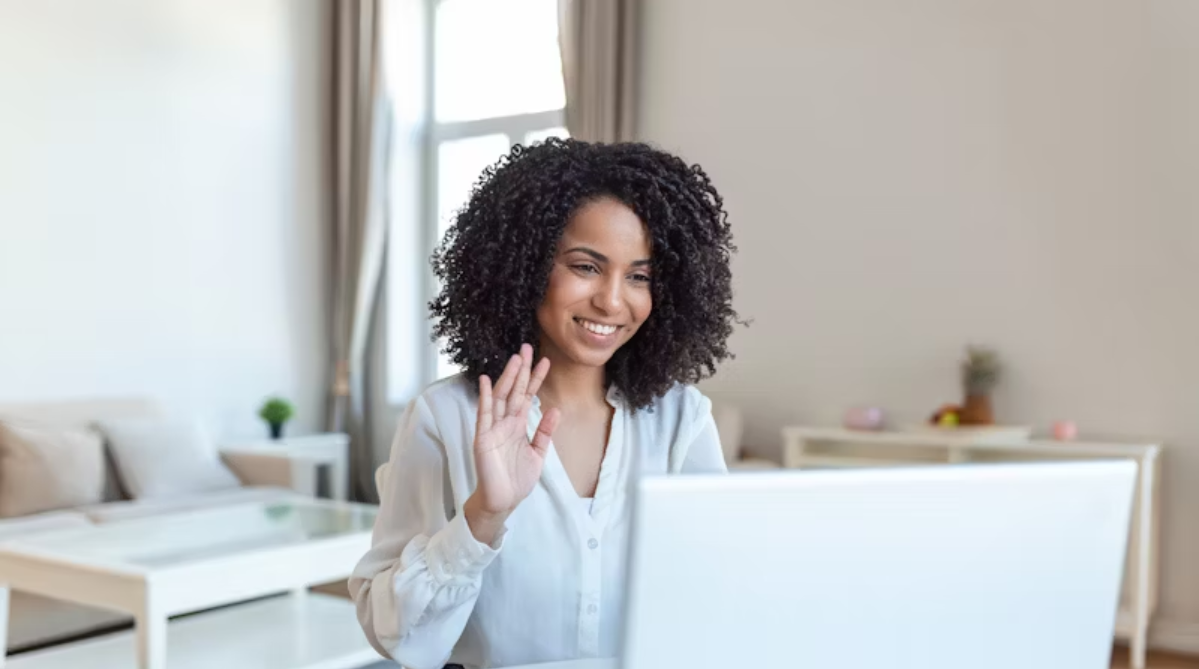 A woman on a video call
