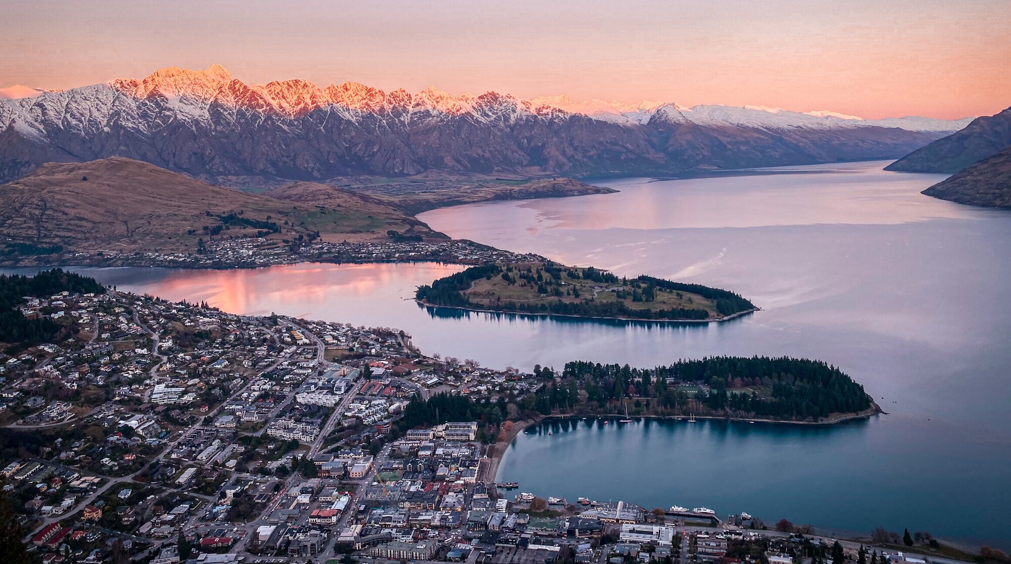 aerial view of Queenstown, New Zealand