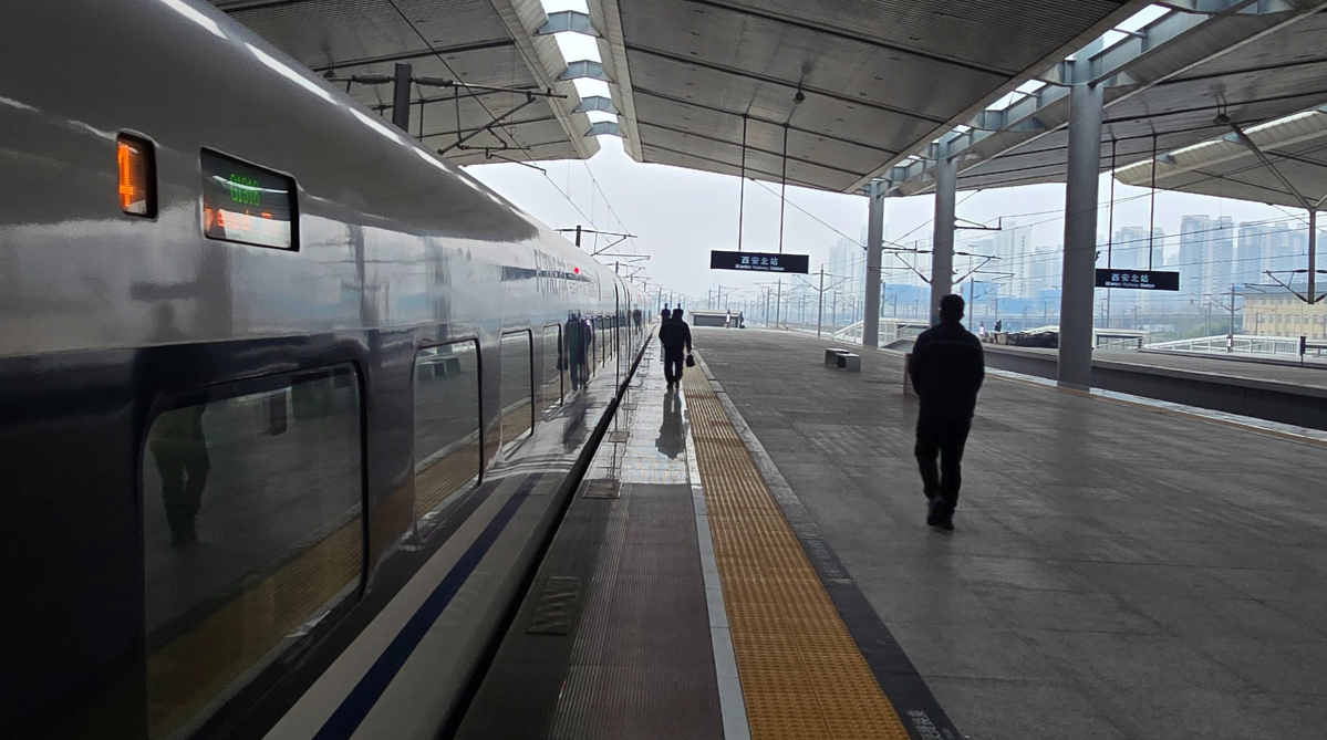 A high-speed rail platform in Xi’an