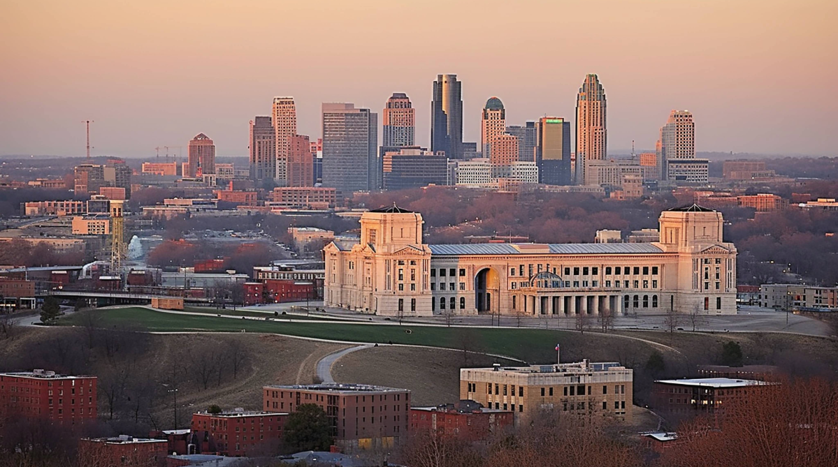 Kansas City skyline at sunset