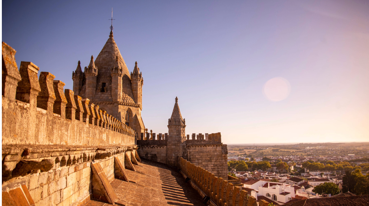 Cathedral rooftop in Evora, Portugal