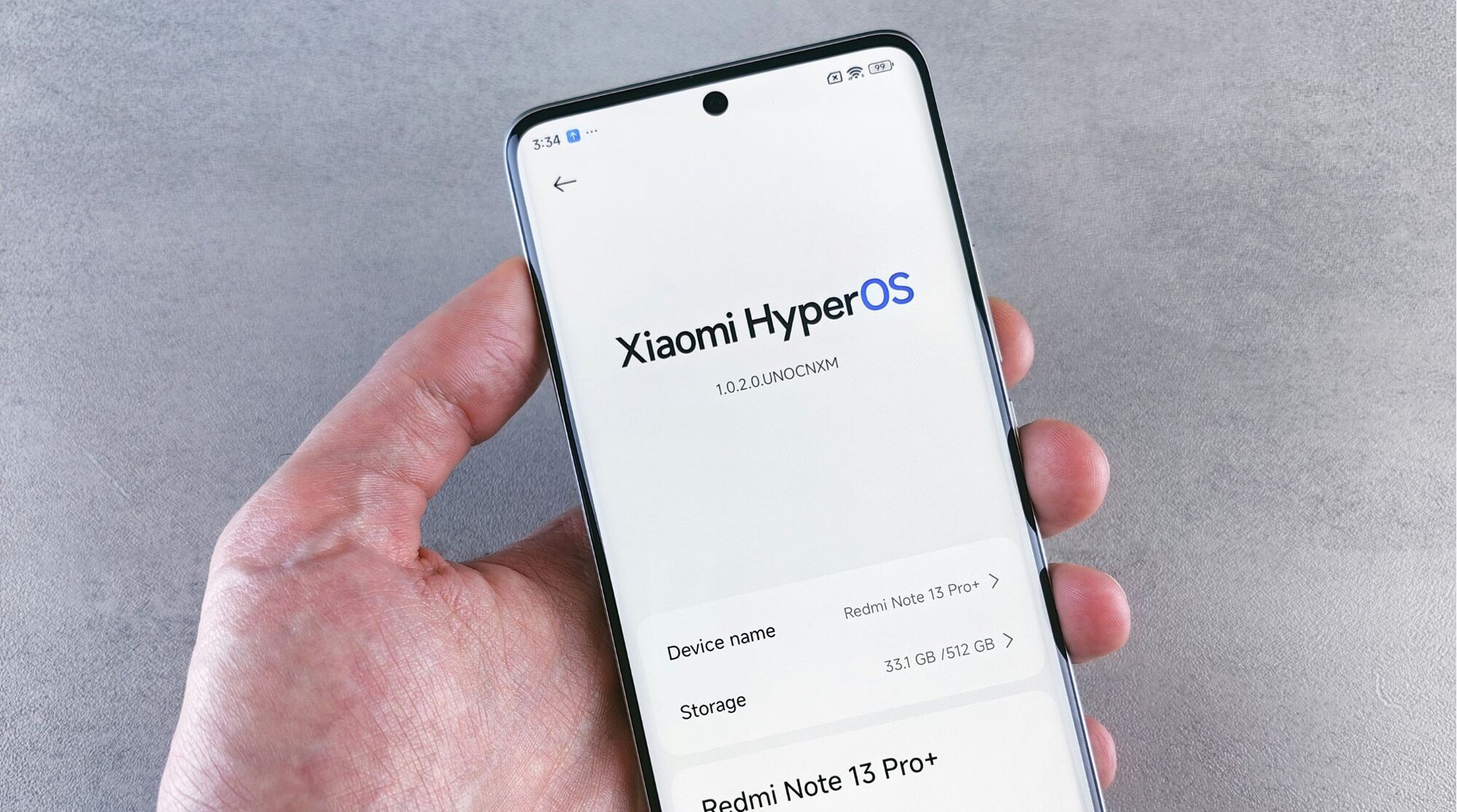 Tela de celular Xiaomi com o sistema operacional HyperOS.