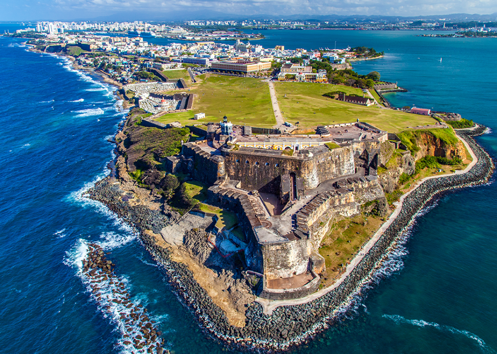 An aerial view of Castillo San Felipe del Morro in Old San Juan.