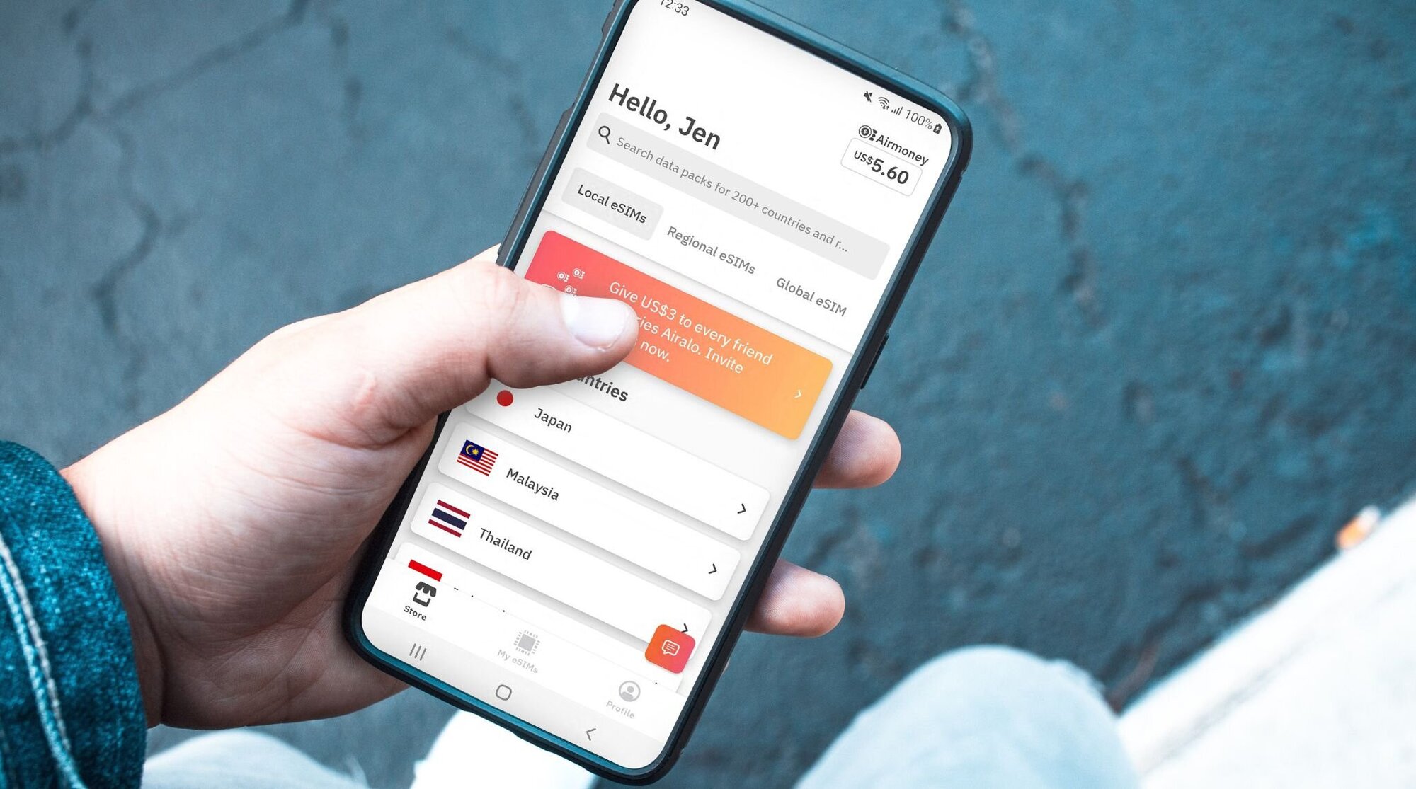 samsung telefon sa otvorenom aplikacijom airalo eSIM
